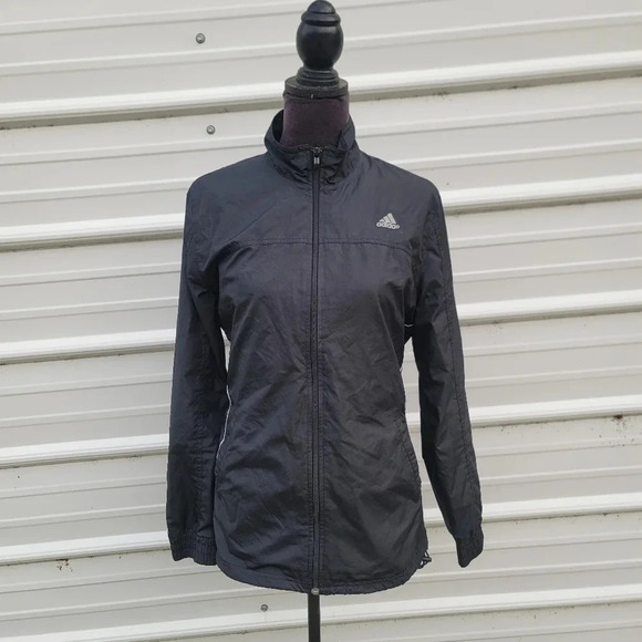 Adidas Own the Run Hooded Running Windbreaker Women's Black White  Mesh Lined L - Picture 1 of 10
